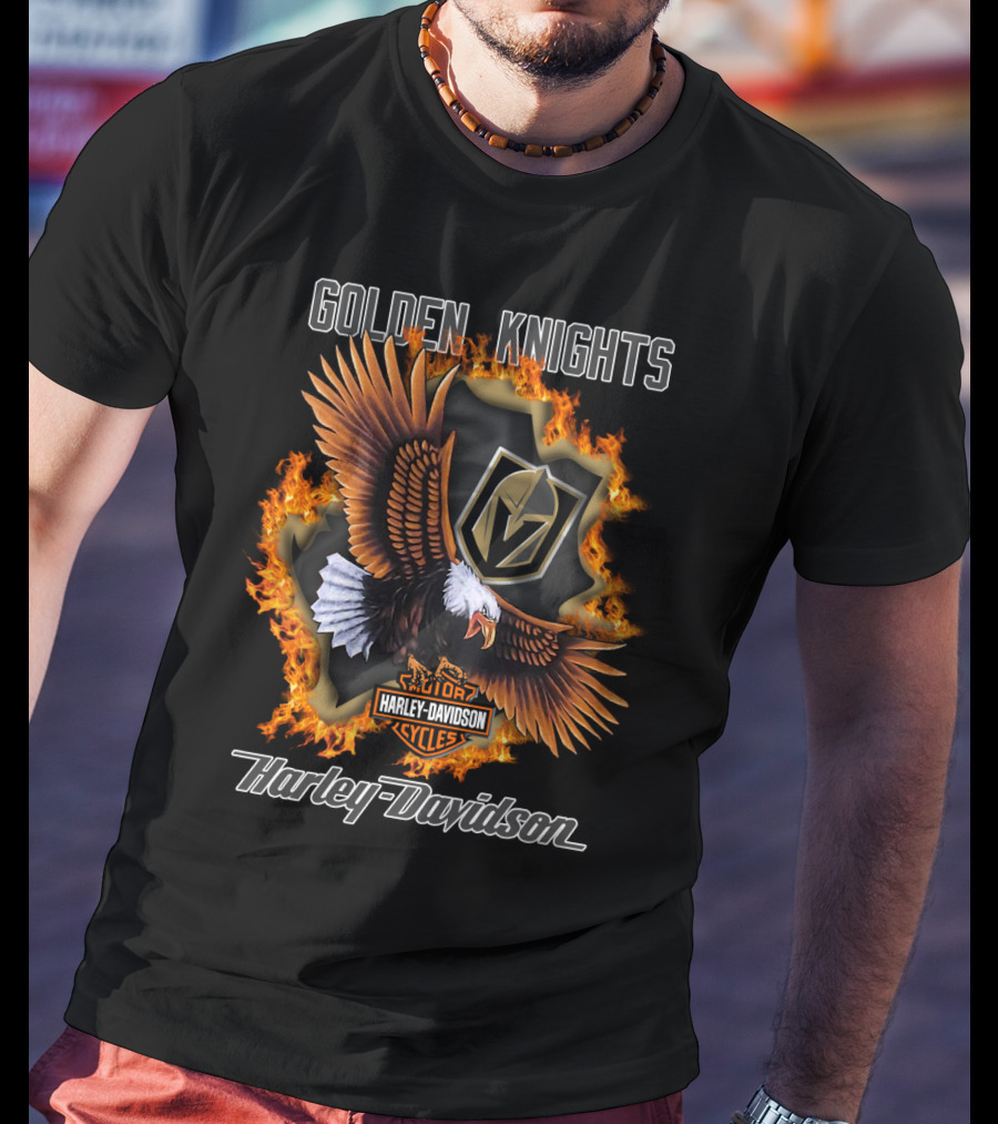 Golden Knights Harley Davidson Eagle Flames Nhl Vegas T-Shirt