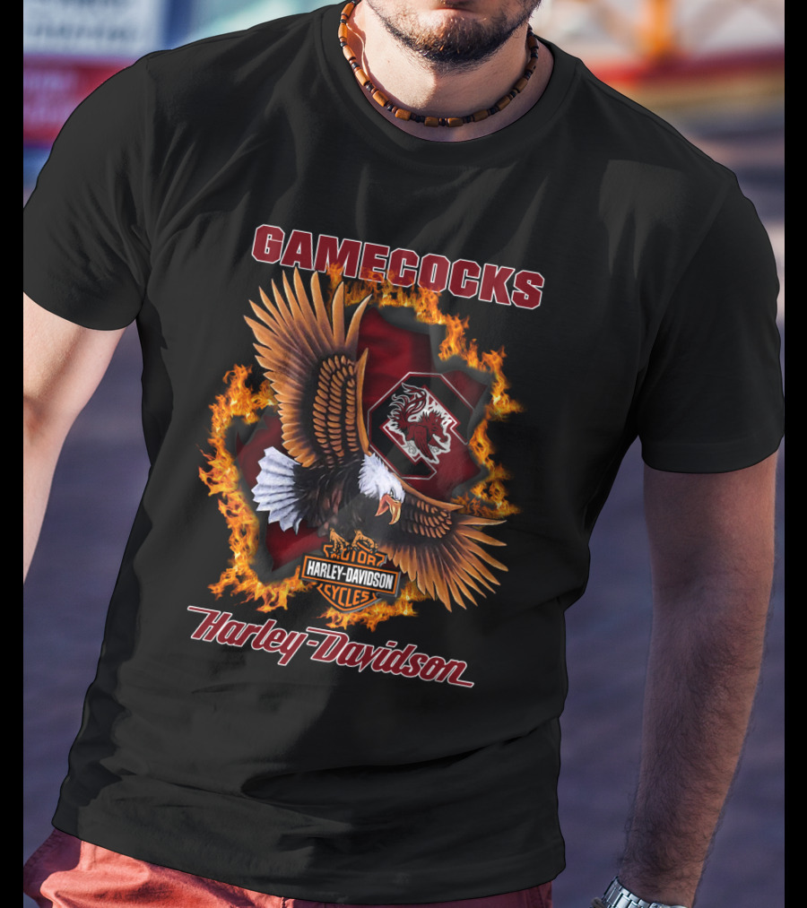 South Carolina Gamecocks Harley Davidson Cycles Ncaa 04.08 Eagle Flame T-Shirt