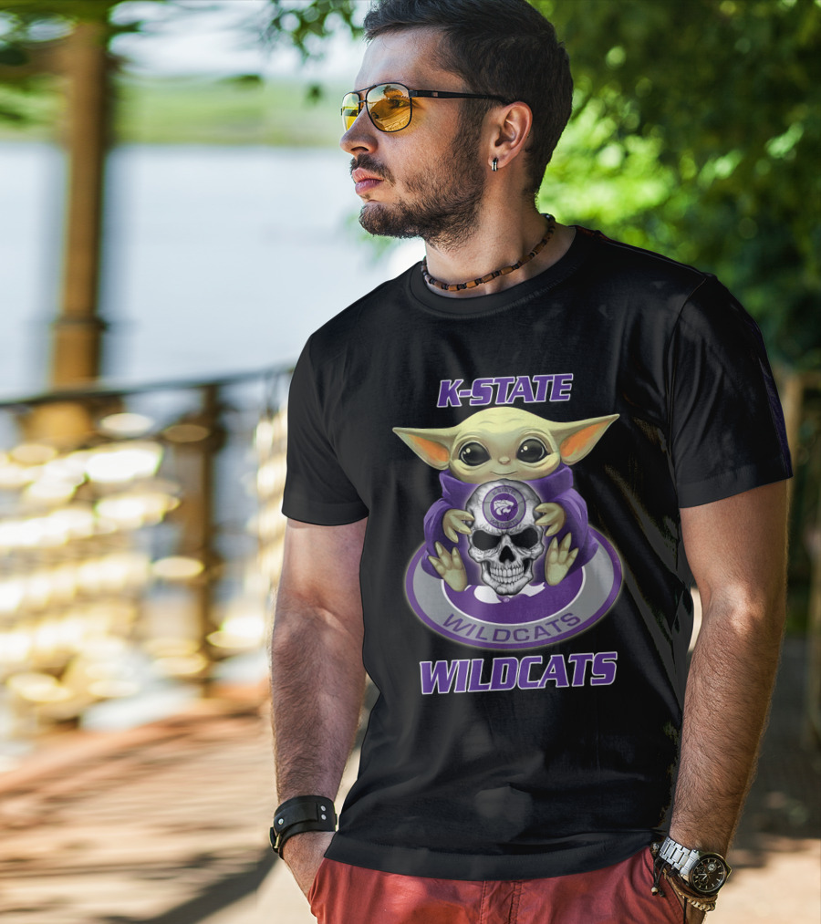 K-State Wildcats Baby Yoda Skull Yd1404 Kansas State Wildcats T-Shirt