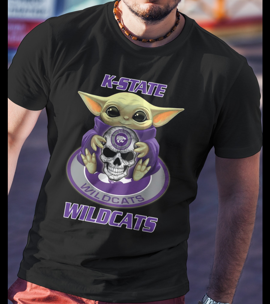 K-State Wildcats Baby Yoda Skull Yd1404 Kansas State Wildcats T-Shirt