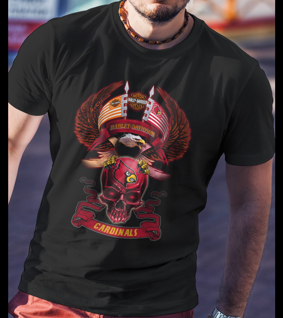 Motor Harley Davidson Cycles Harley Davidson Eagles Louisville Cardinals T-Shirt