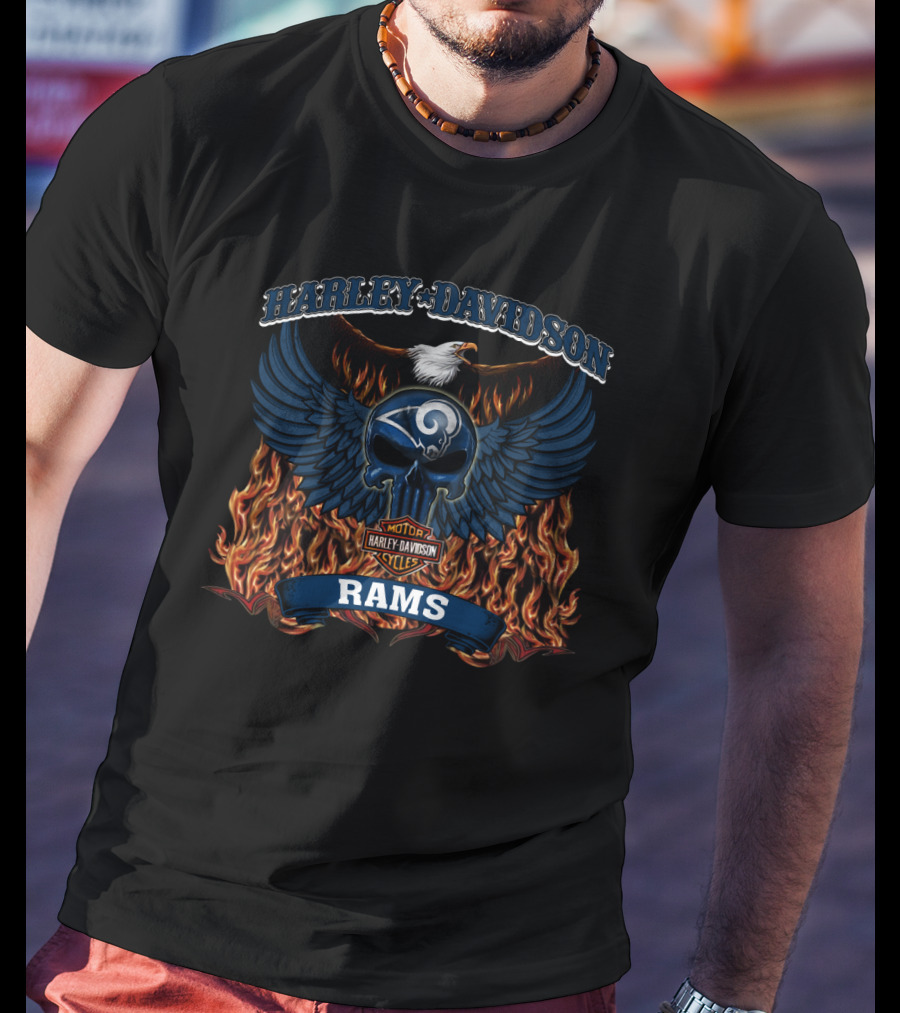 Harley Davidson Los Angeles Rams Nfl Motorcycles T-Shirt