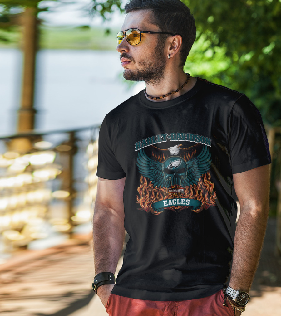 Harley Davidson Motorcycles Philadelphia Eagles Nfl T-Shirt