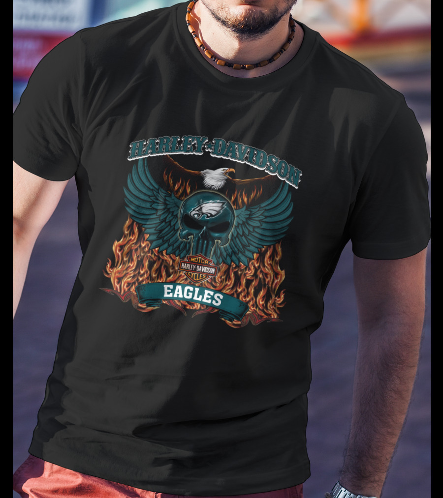 Harley Davidson Motorcycles Philadelphia Eagles Nfl T-Shirt