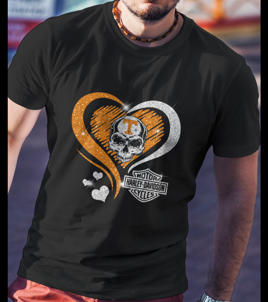 Tennessee Volunteers Skull Heart Harley Davidson T-Shirt