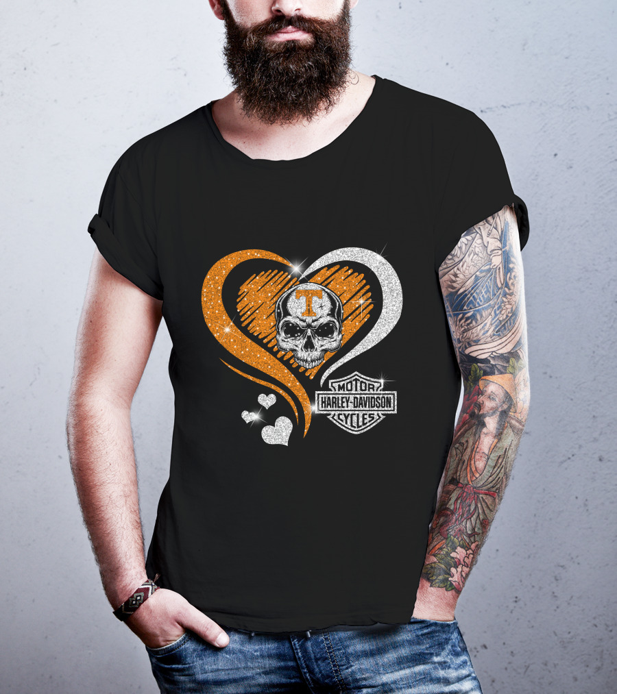 Tennessee Volunteers Skull Heart Harley Davidson T-Shirt