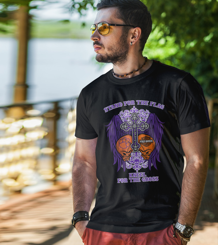 Stand For The Flag Kneel For The Cross Clemson Tigers Harley Davidson T-Shirt