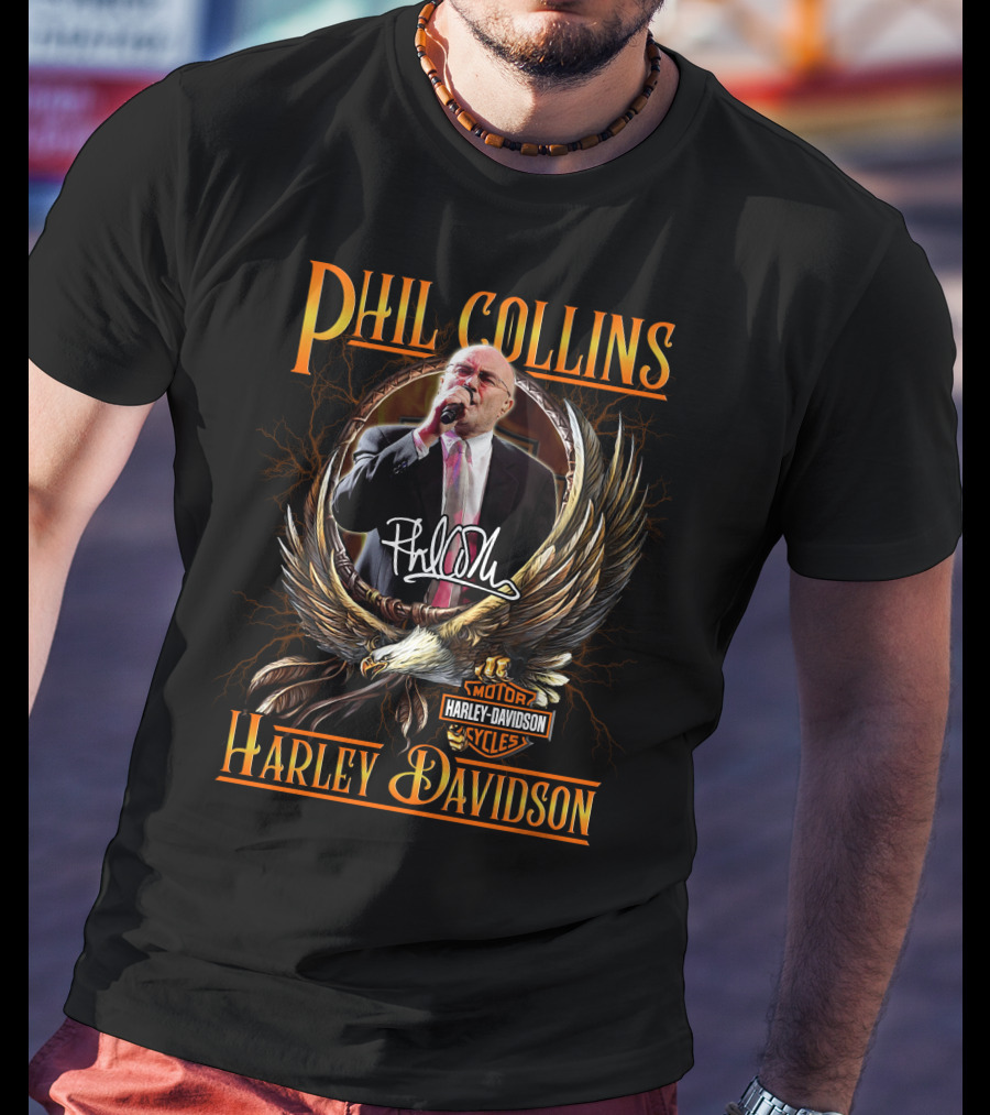 Phil Collins Harley Davidson Motor Cycles Eagle T-Shirt