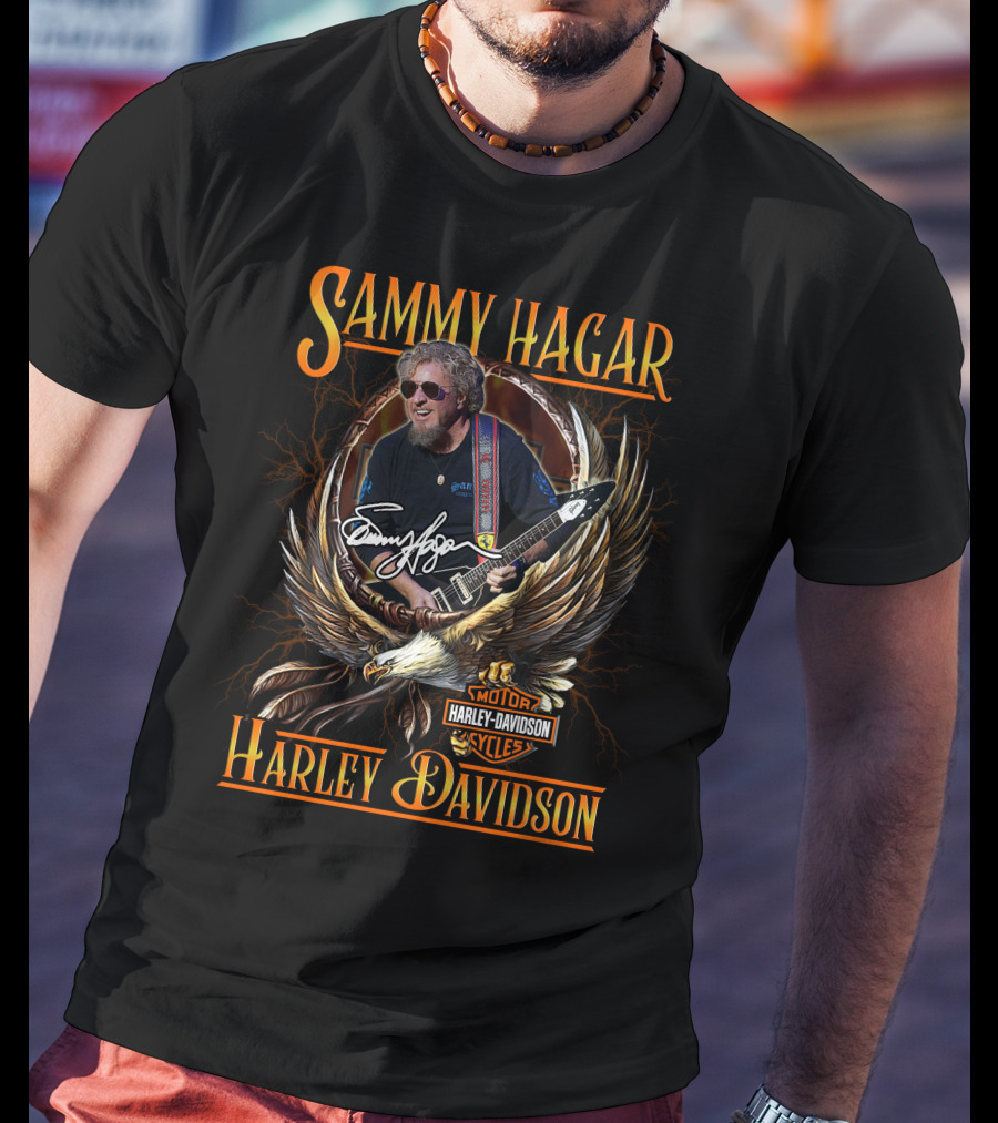 Sammy Hagar Harley Davidson Motor Cycles Eagle Guitar T-Shirt