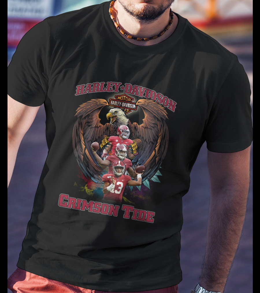Harley Davidson Motor Eagle Alabama Crimson Tide T-Shirt