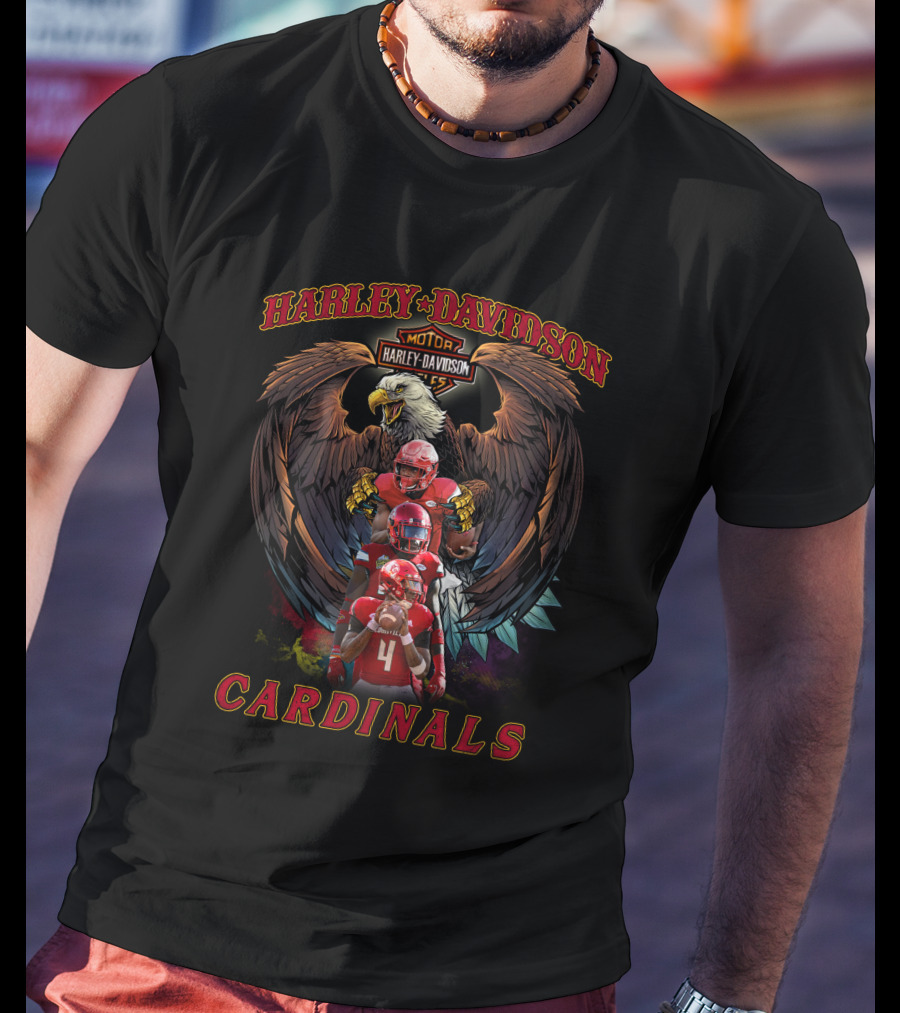 Harley Davidson Motor Louisville Cardinals Football Eagle T-Shirt