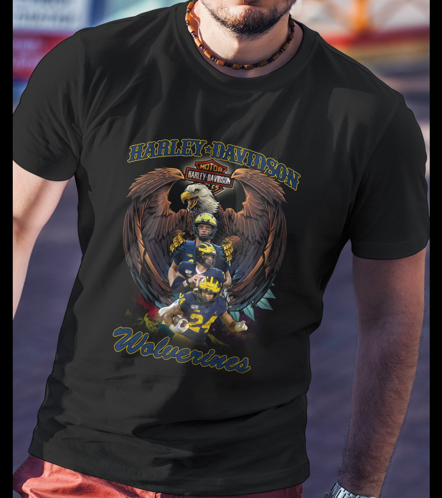 Harley Davidson Michigan Wolverines Football Team With Eagle T-Shirt