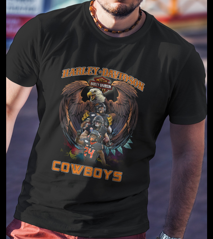 Harley Davidson Motor Eagle Oklahoma State Cowboys T-Shirt