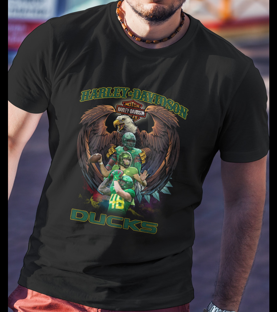Harley Davidson Motor Eagle Oregon Ducks T-Shirt