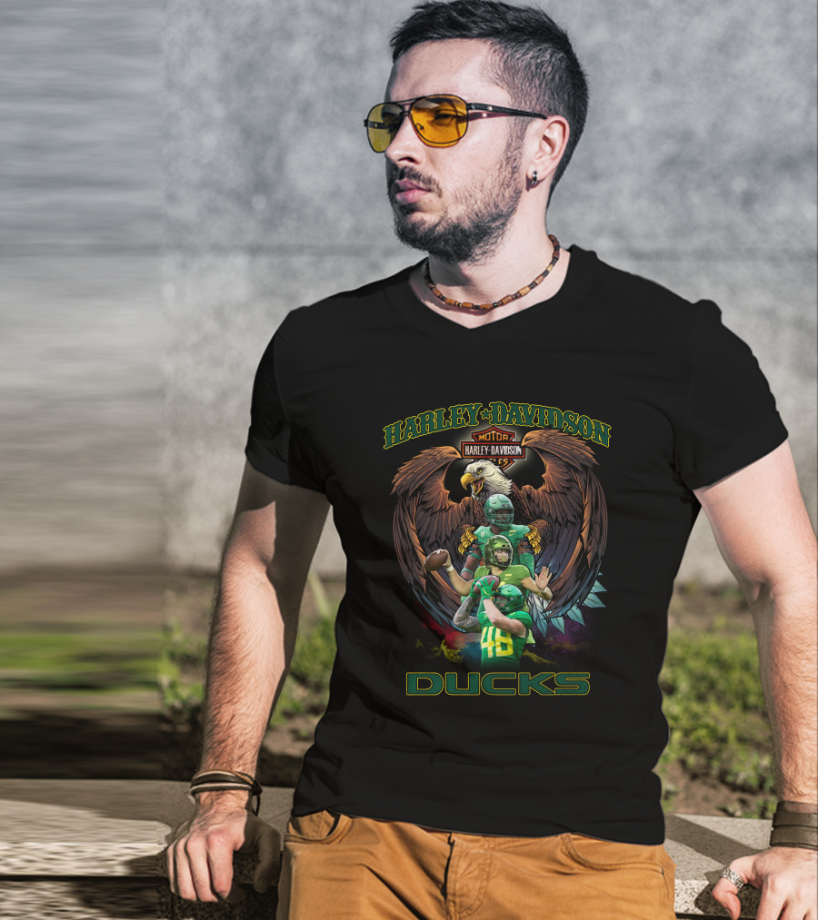 Harley Davidson Motor Eagle Oregon Ducks T-Shirt