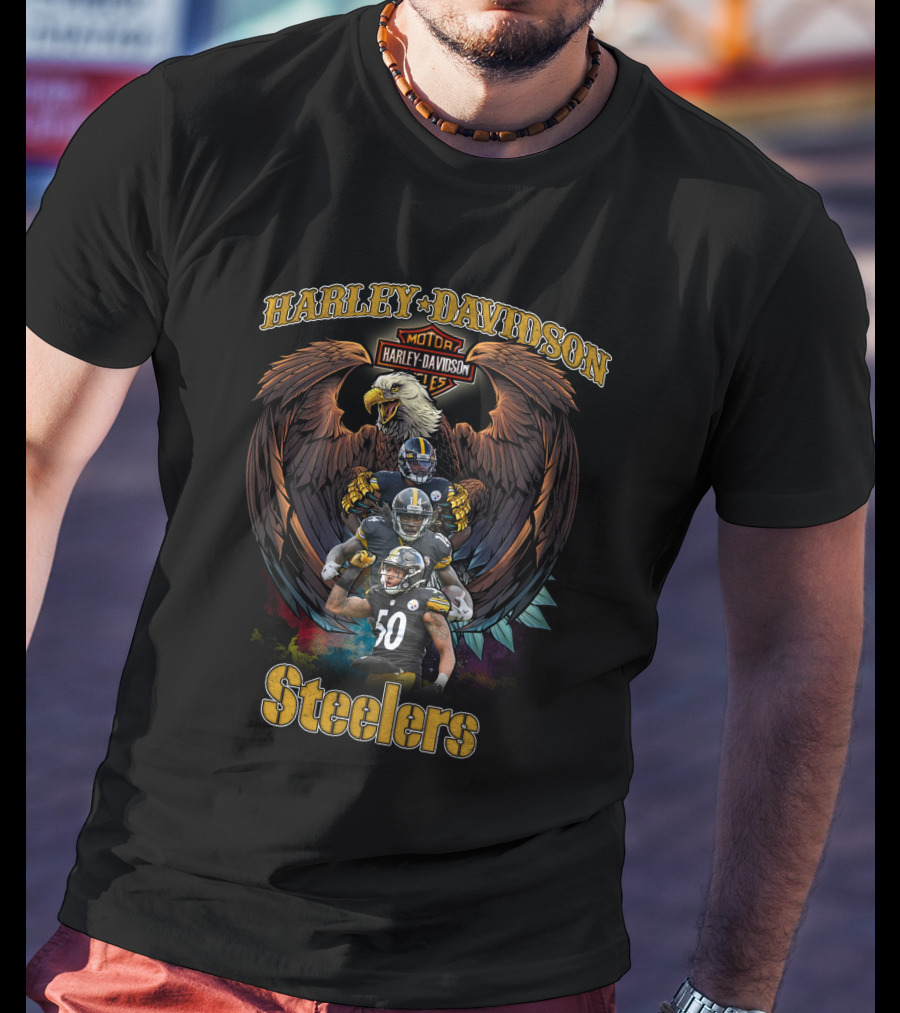 Harley Davidson Motor Cycles Eagle Pittsburgh Steelers T-Shirt