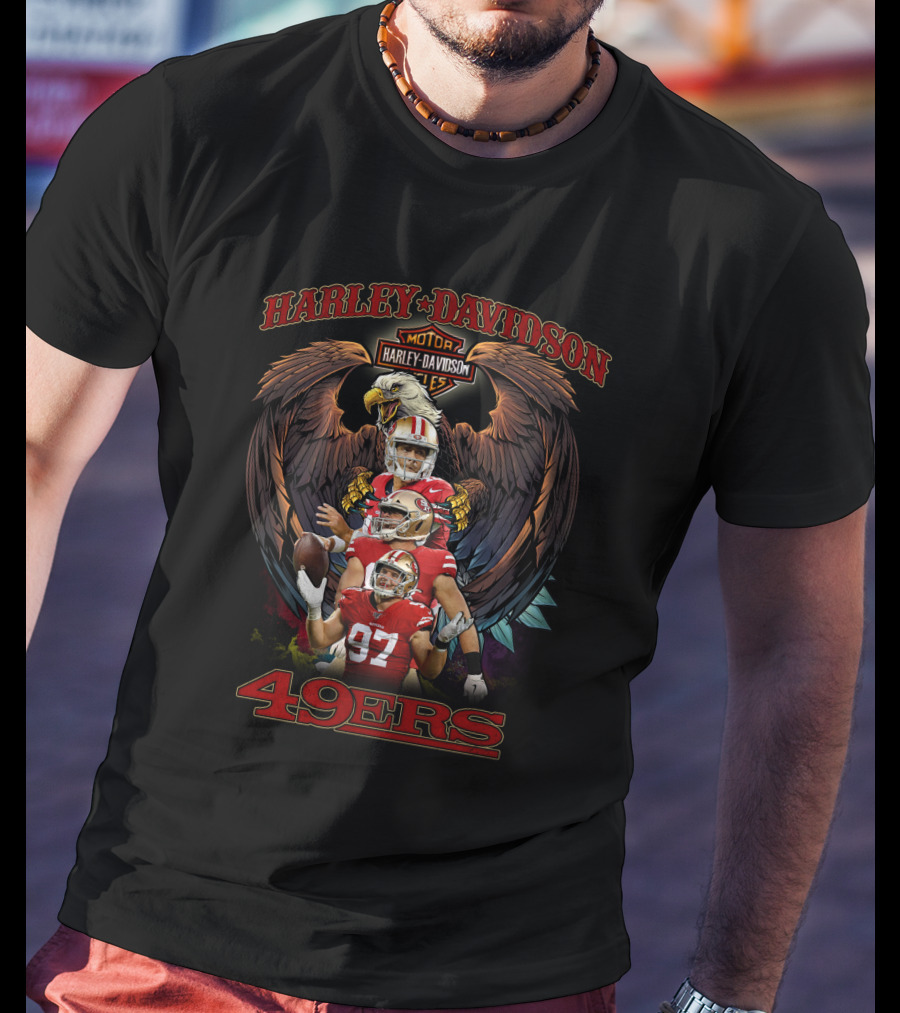 Harley Davidson 49ers San Francisco Football Players And Eagle T-Shirt