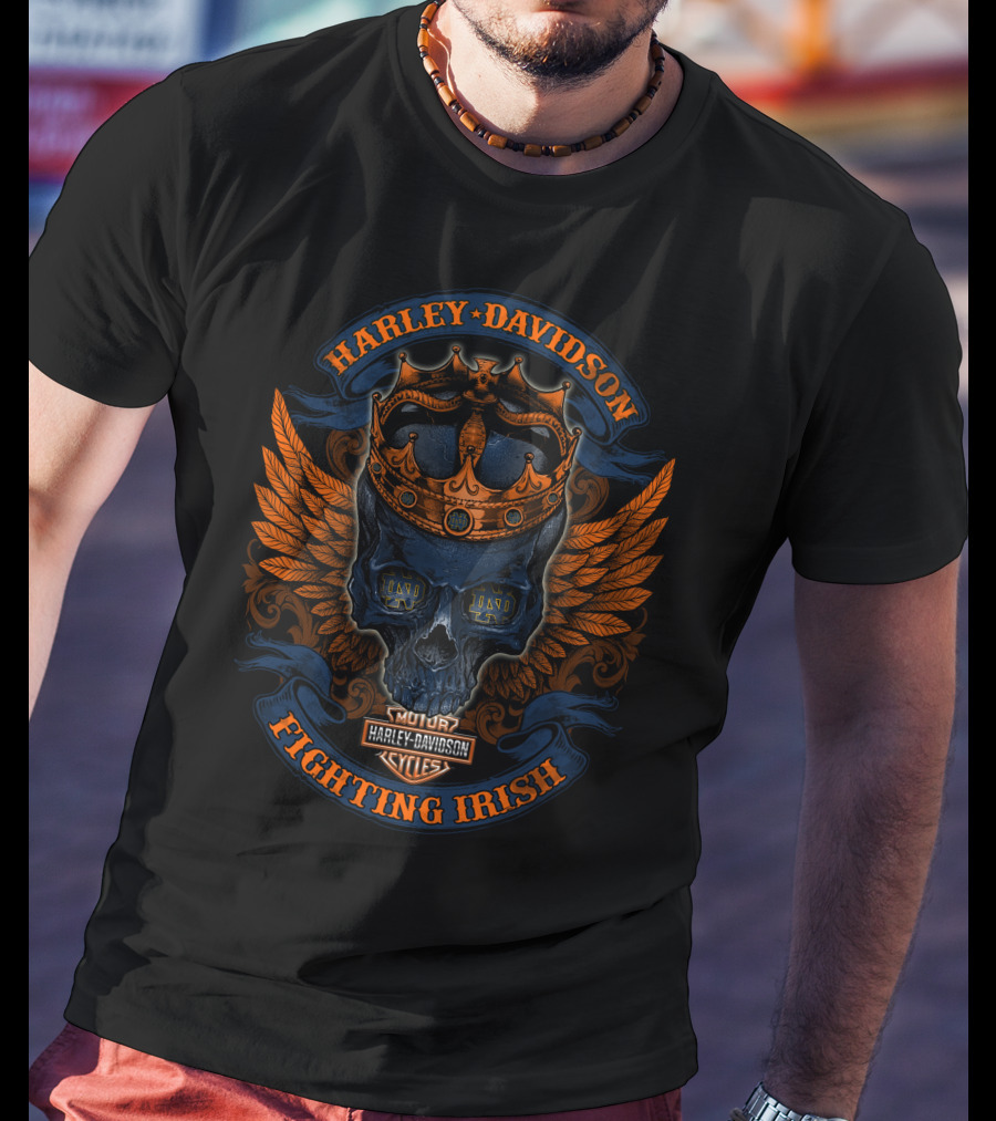 Harley Davidson Fighting Irish Winged Skull Crown Cycles T-Shirt