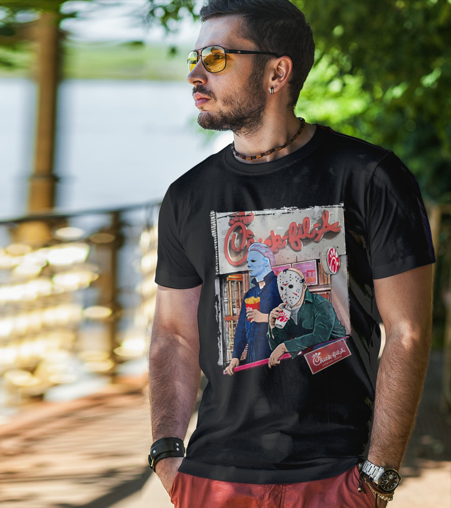 Chick-fil-A Halloween Horror Icons Eating T-Shirt