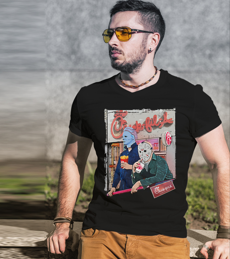 Chick-fil-A Halloween Horror Icons Eating T-Shirt