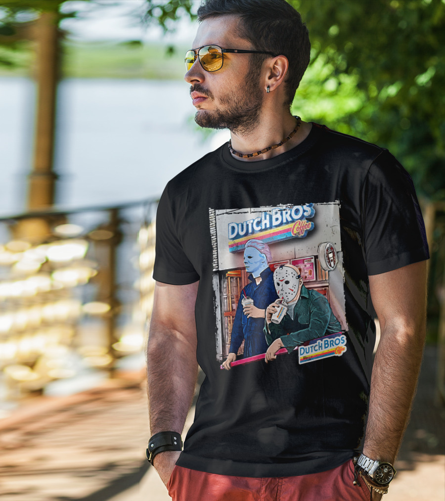 Dutch Bros Coffee Horror Characters Retro 80s T-Shirt