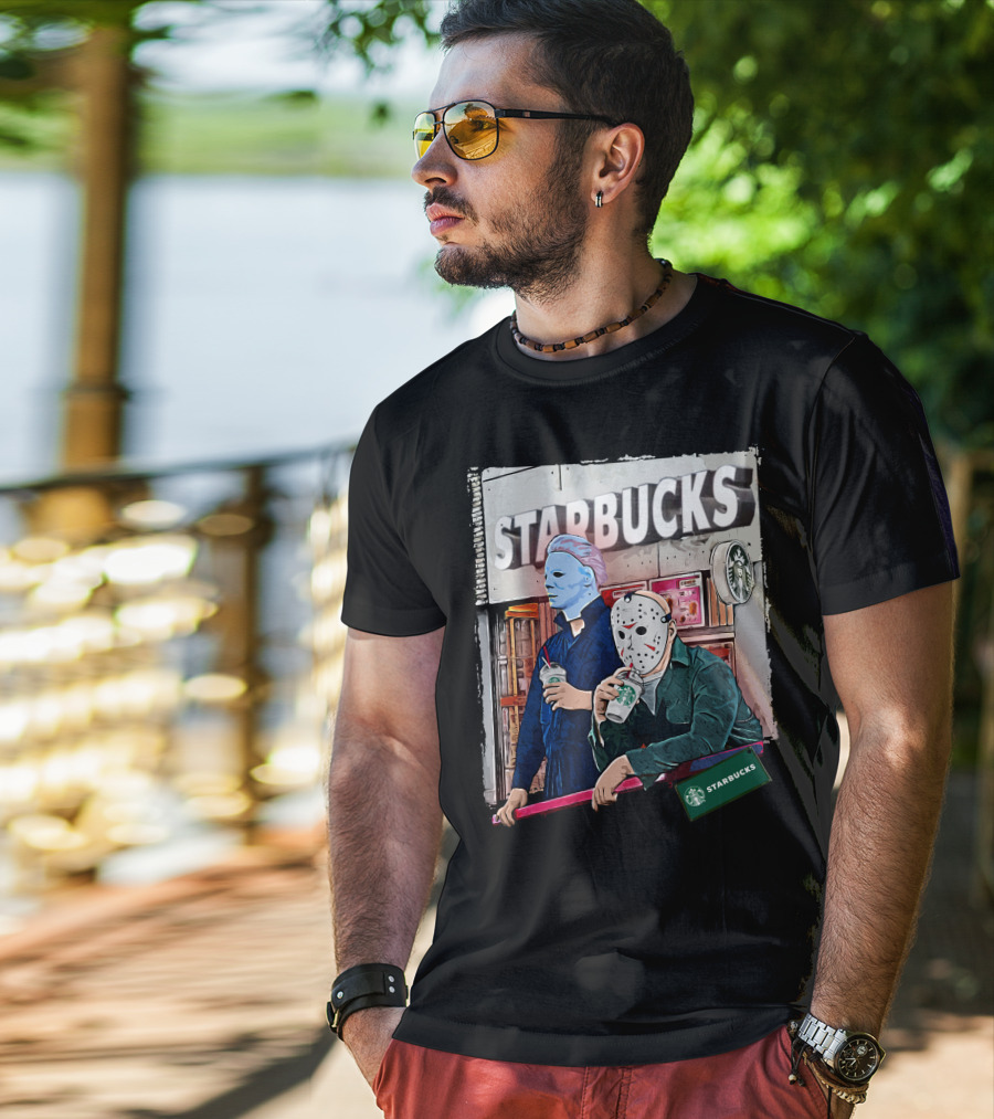 Starbucks Michael Myers Jason Voorhees Coffee Break T-Shirt