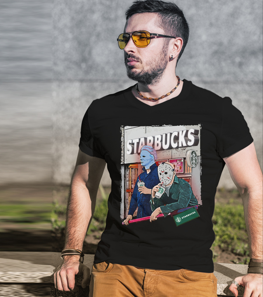 Starbucks Michael Myers Jason Voorhees Coffee Break T-Shirt
