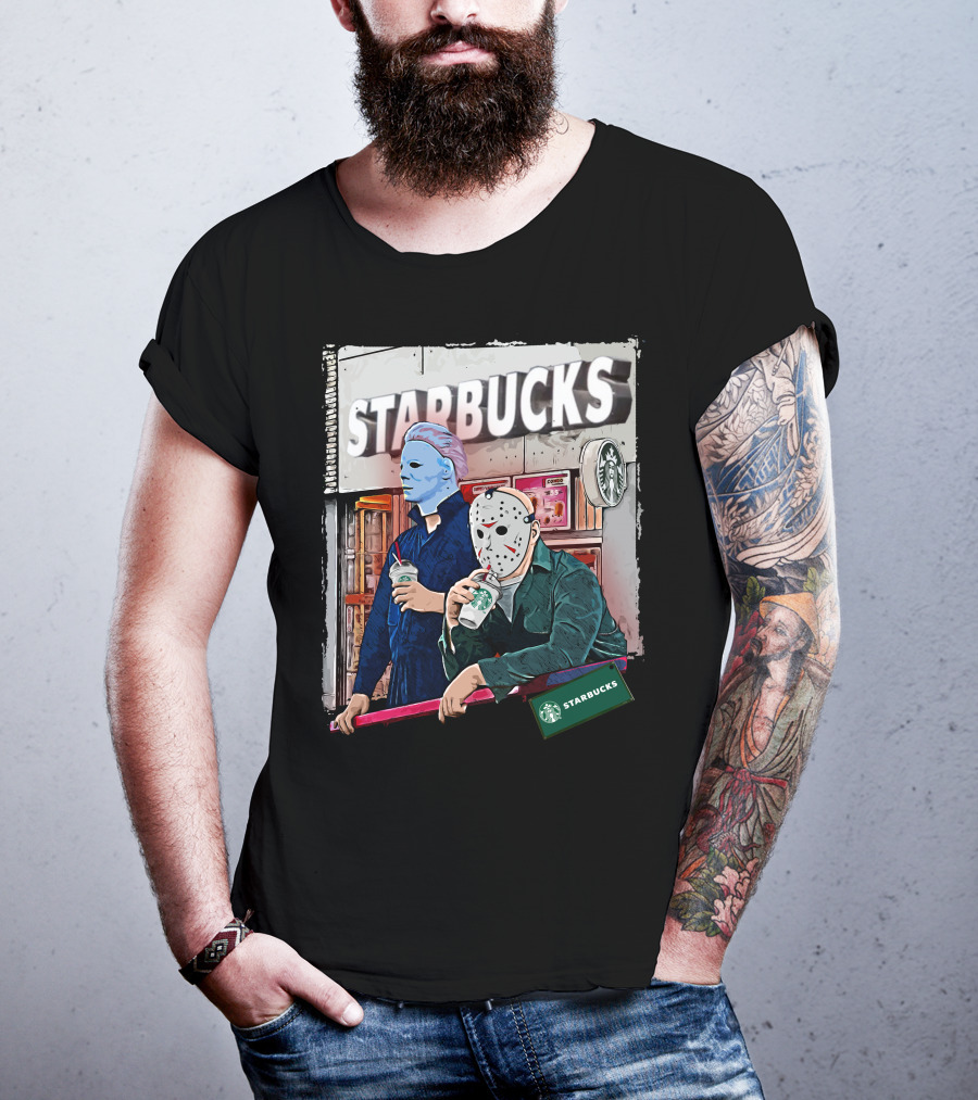 Starbucks Michael Myers Jason Voorhees Coffee Break T-Shirt
