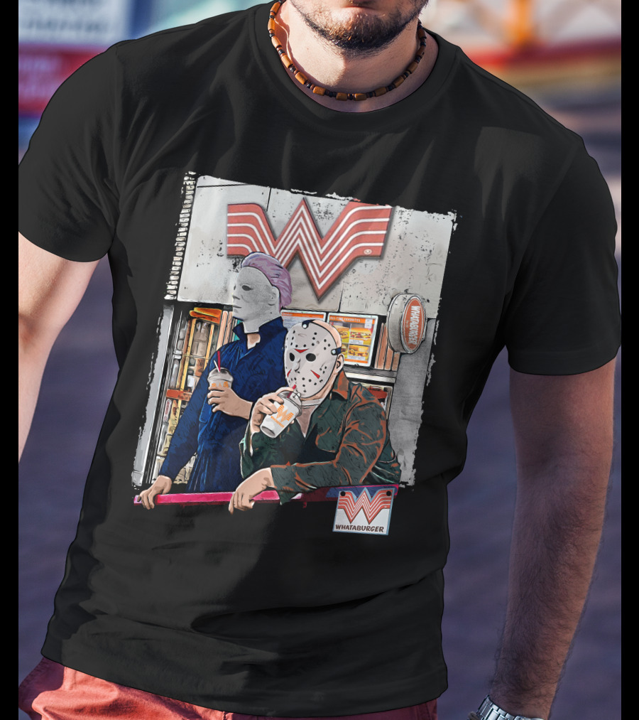 WAB HLW Whataburger Horror Icons With Michael And Hockey Mask T-Shirt