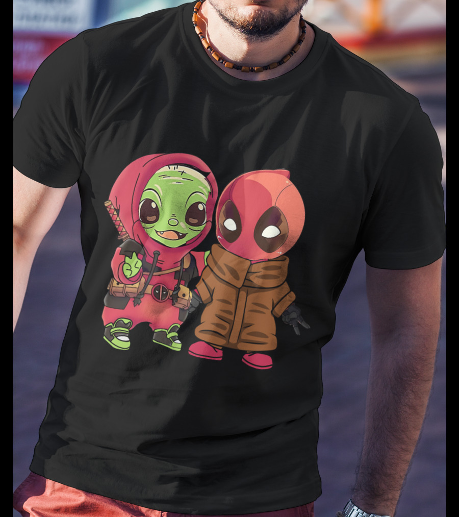 Baby Yoda Deadpool Crossover Hoodie Characters T-Shirt