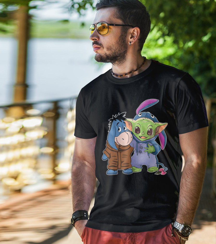 Eeyore And Baby Yoda In Stitch T-Shirt