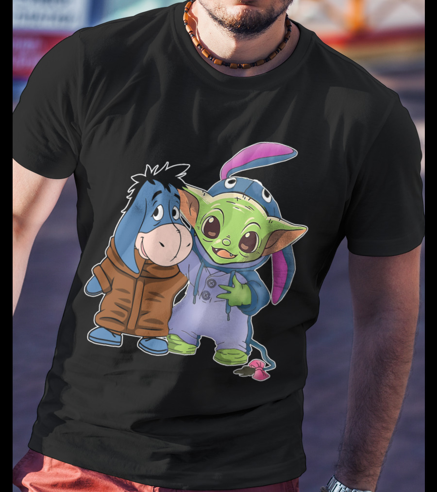 Eeyore And Baby Yoda In Stitch T-Shirt