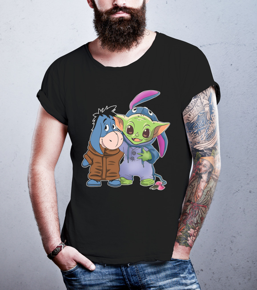 Eeyore And Baby Yoda In Stitch T-Shirt