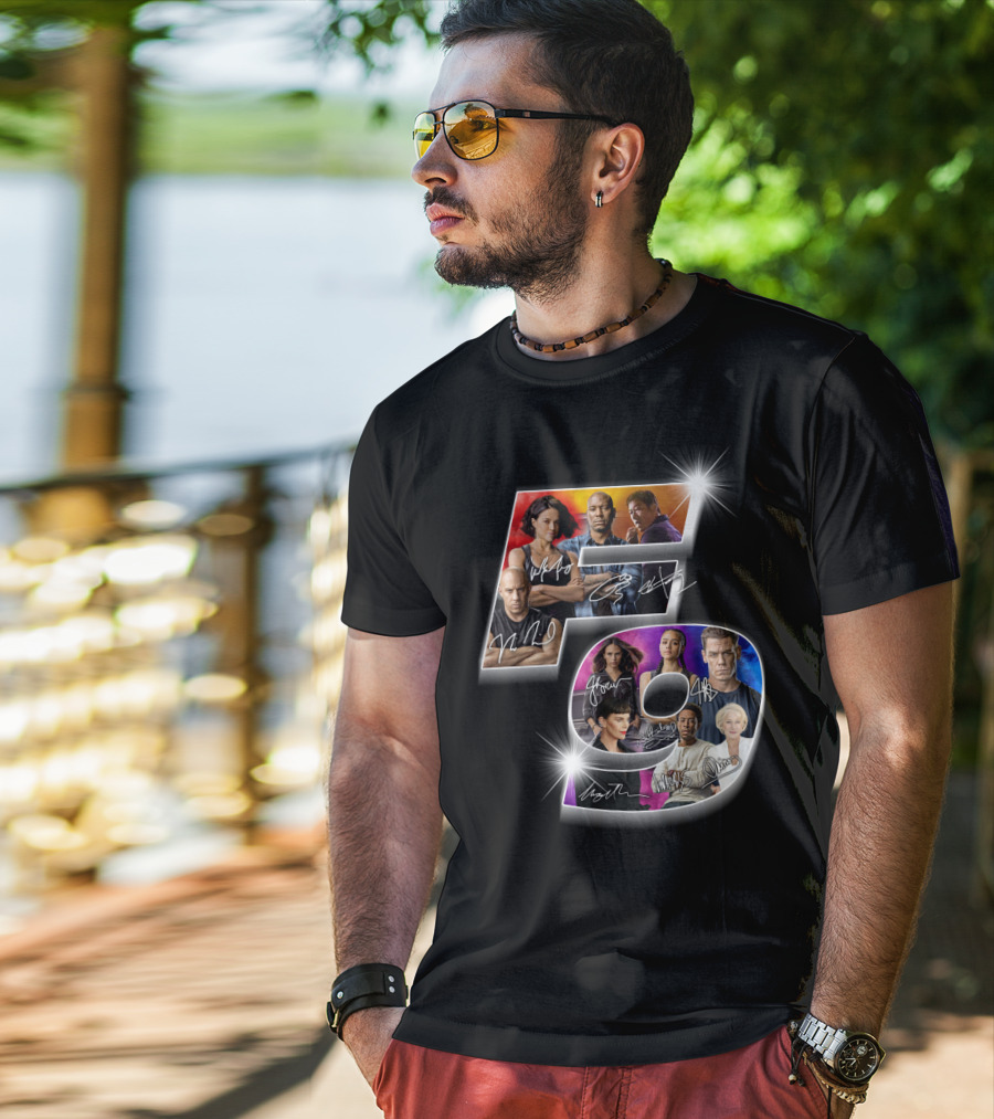 Fast And Furious 9 Cast Signatures And Character Collage T-Shirt