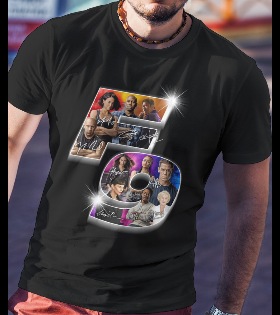 Fast And Furious 9 Cast Signatures And Character Collage T-Shirt