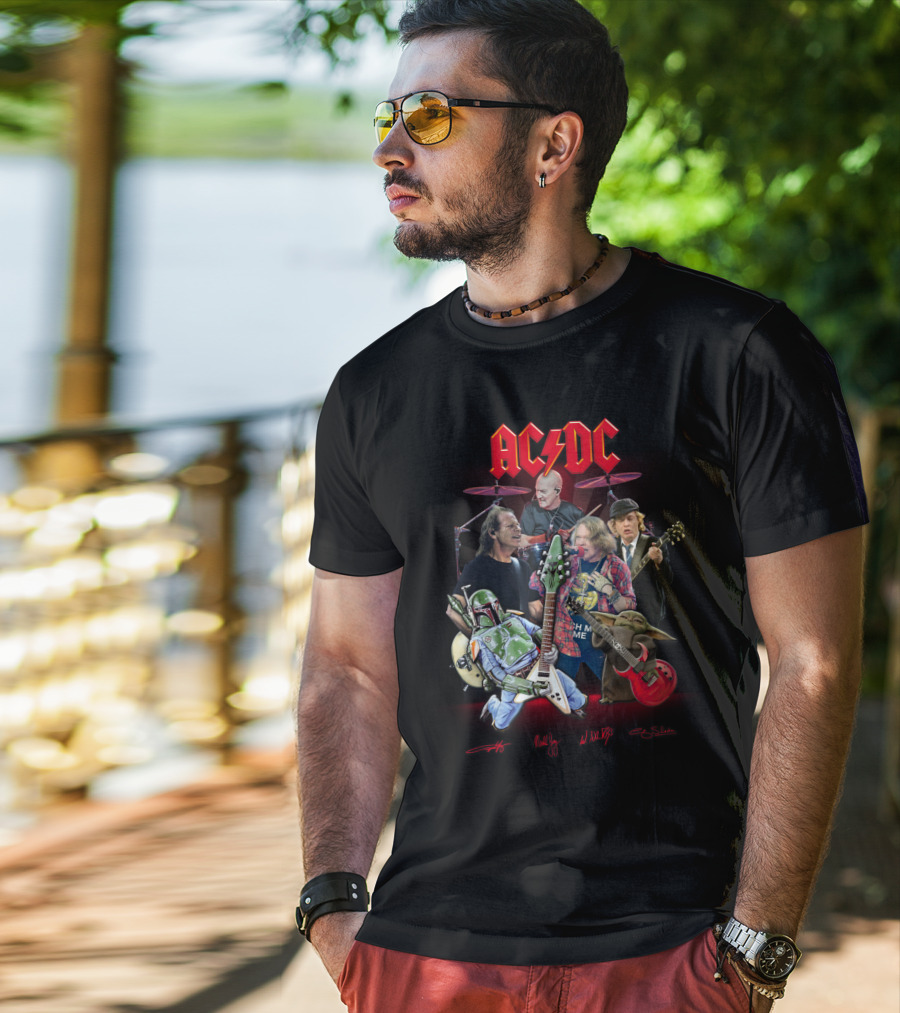 Ac Dc Star Wars Crossover Featuring Boba Fett And Grogu T-Shirt