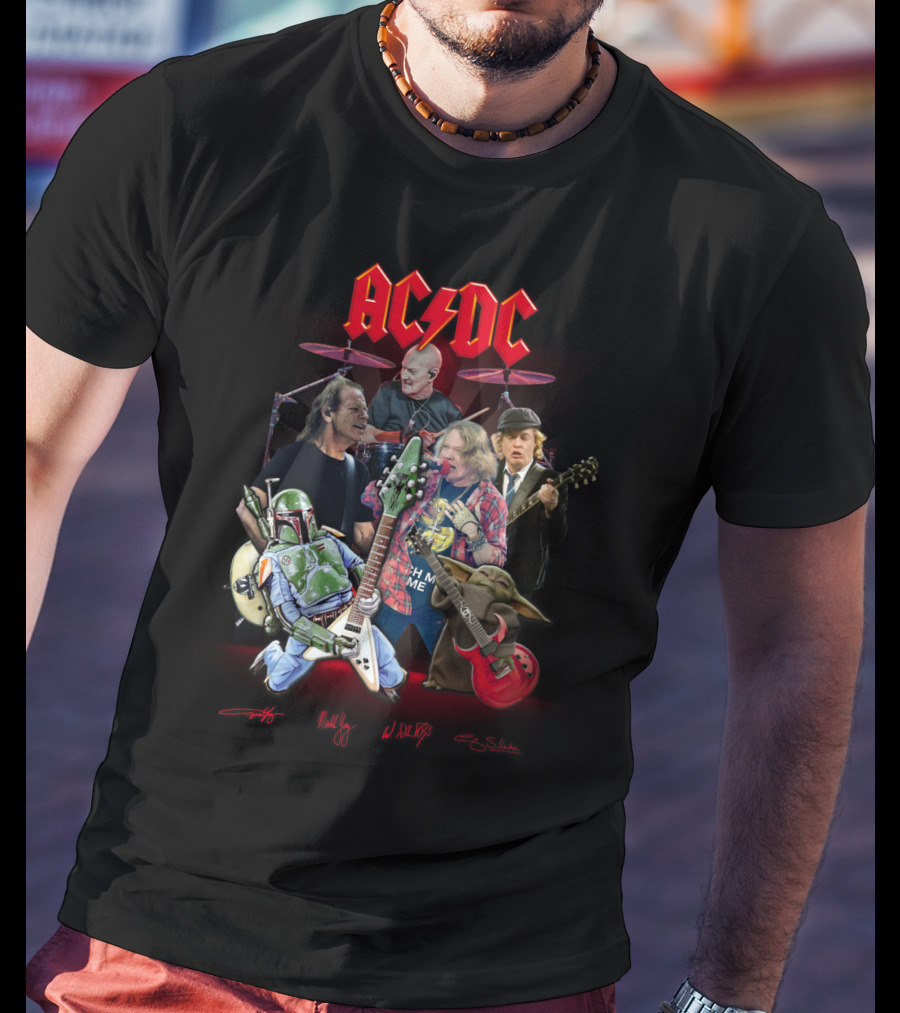 Ac Dc Star Wars Crossover Featuring Boba Fett And Grogu T-Shirt