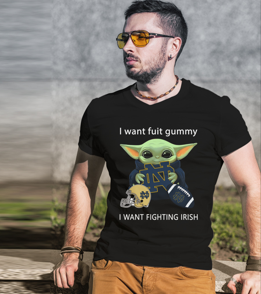 I Want Fuit Gummy I Want Fighting Irish Nd Helmet Football T-Shirt