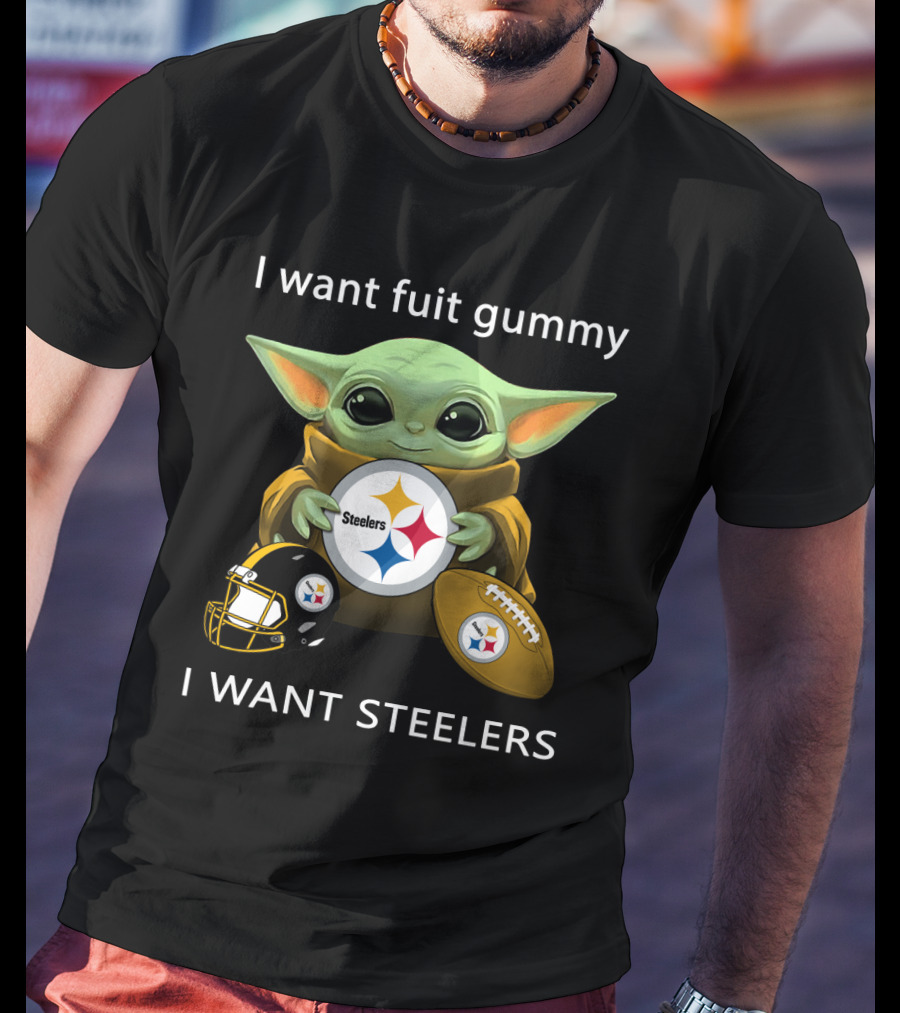 I Want Fuit Gummy I Want Steelers Baby Alien Star Steelers Football Helmet T-Shirt