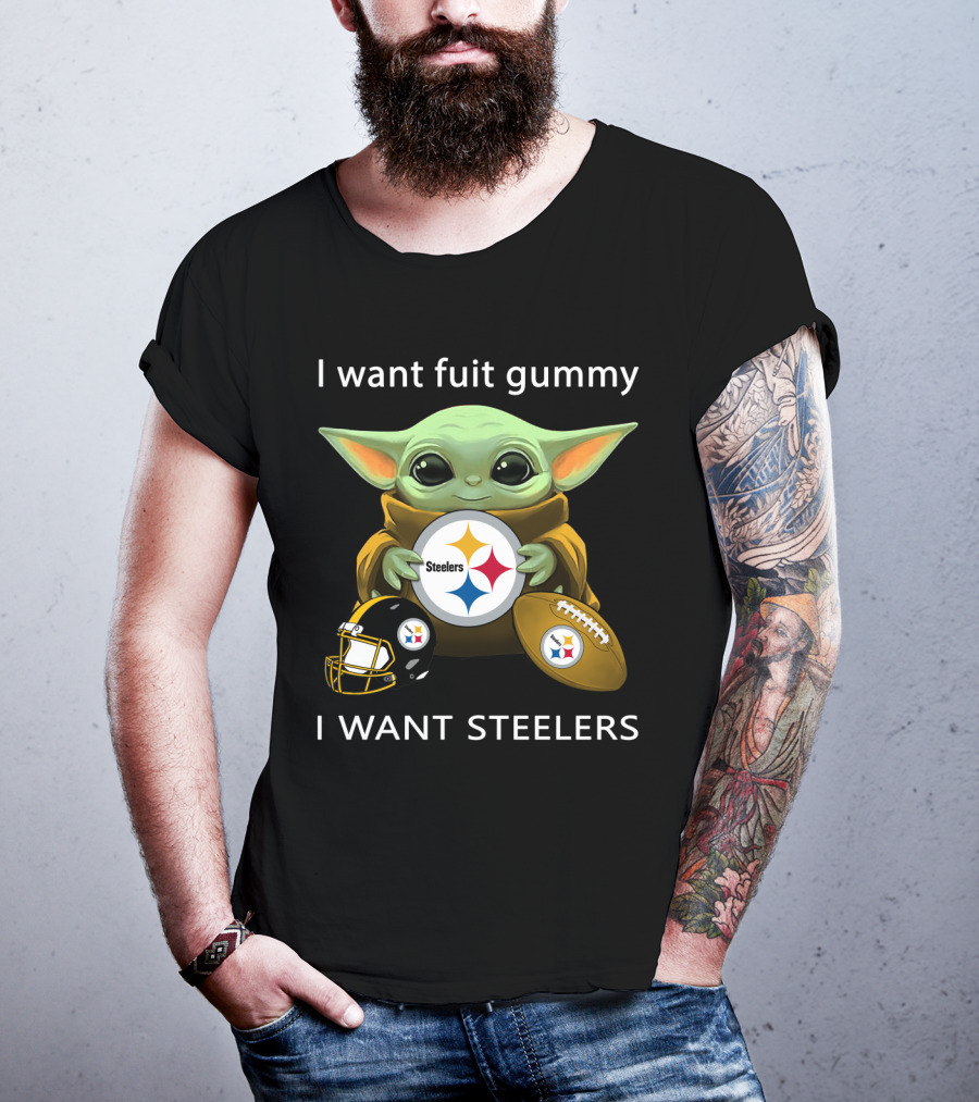 I Want Fuit Gummy I Want Steelers Baby Alien Star Steelers Football Helmet T-Shirt