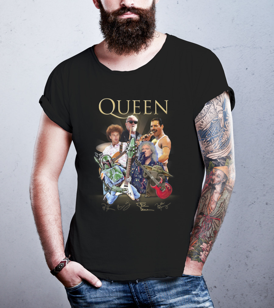Queen 38 Band Boba Fett Baby Yoda Rock Legends T-Shirt