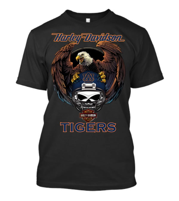 Harley Davidson Motorcycles Tigers Auburn Eagles Helmet T-Shirt