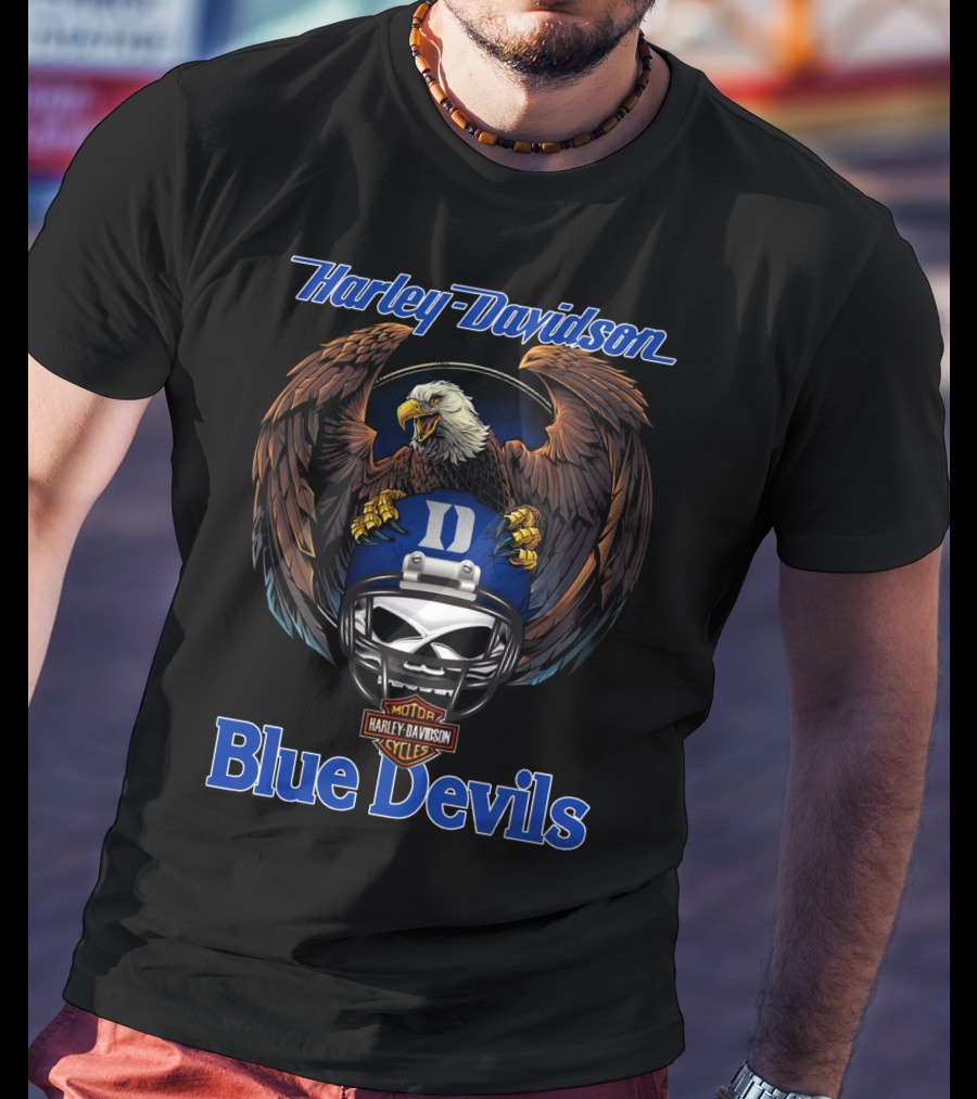 Harley Davidson Blue Devils Eagle Helmet Motorcycles T-Shirt