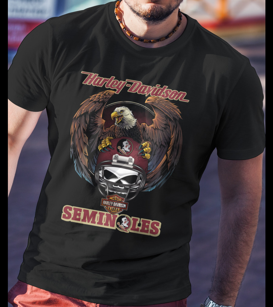 Harley Davidson Motor Cycles Seminoles Ncaa Fss Eagles Helmet T-Shirt