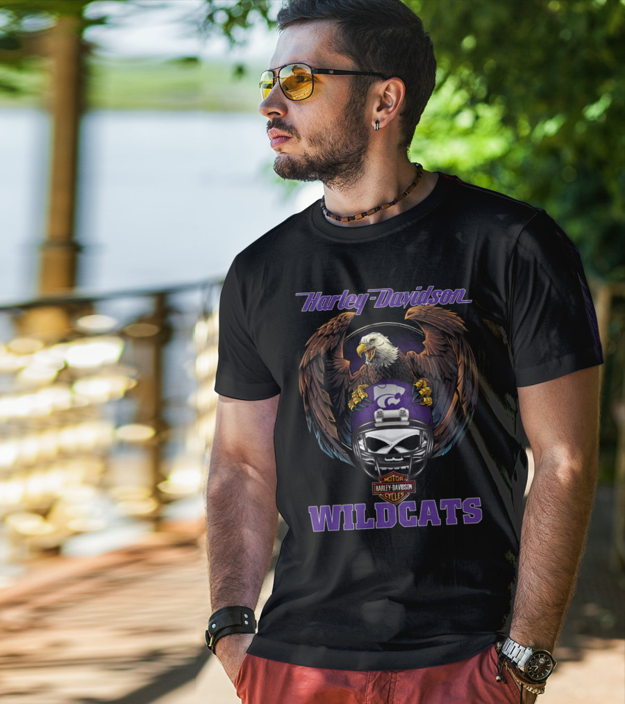 Harley Davidson Wildcats Motorcycle Cycles Eagle Helmet T-Shirt