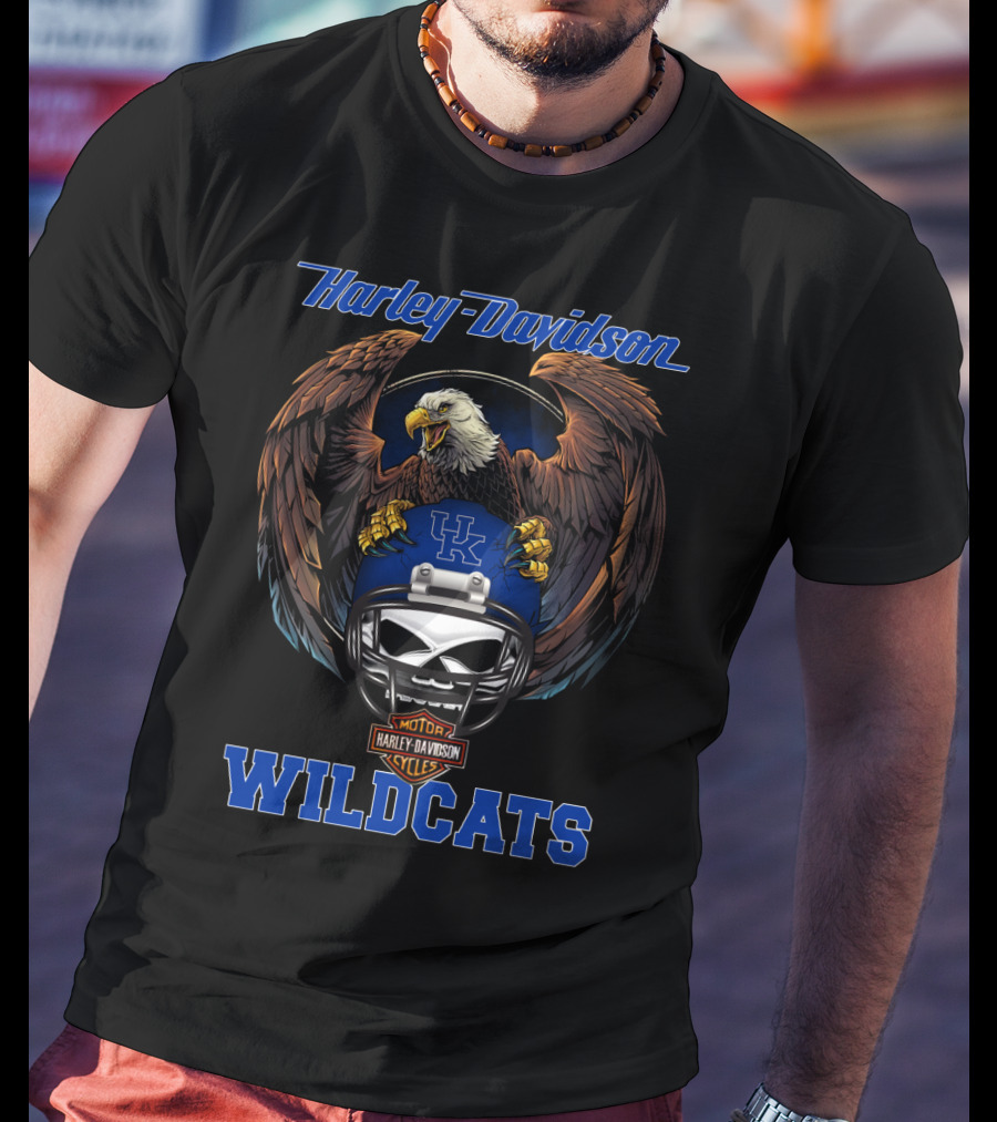 Harley Davidson Wildcats Uk Helmet American Eagle Motor Cycles T-Shirt