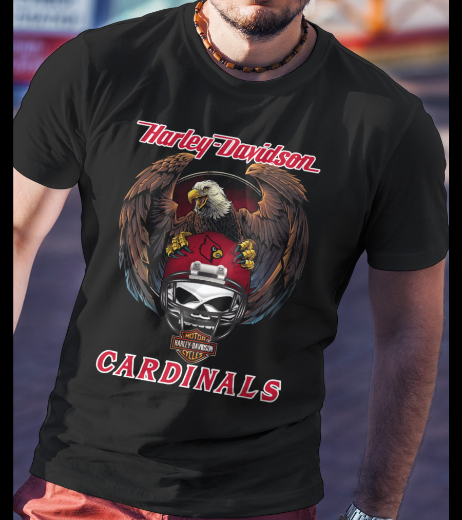 Harley Davidson Motorcycles Cardinals Eagle Ncaa T-Shirt