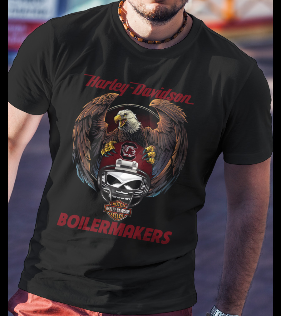 Harley Davidson Boilermakers Ncaa Scg Motorcycles Eagle Helmet T-Shirt