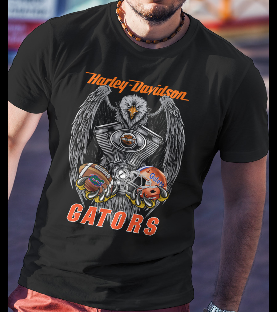 Harley Davidson Gators Vintage Eagle Engine Football Helmet T-Shirt