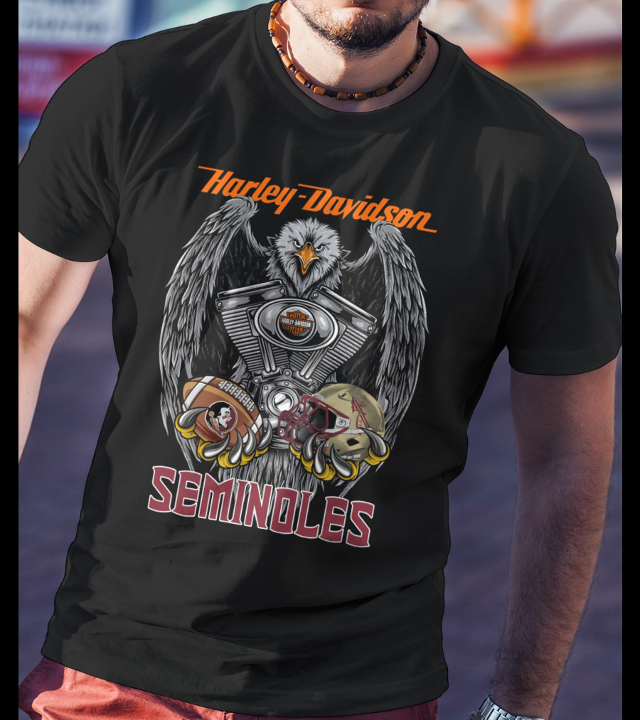Harley Davidson Seminoles Ncaa 46 Fss Football Eagle T-Shirt